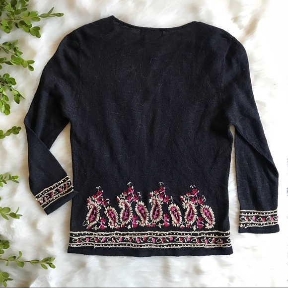 Harold's}• black embroidered Cardigan - Picture 2 of 8